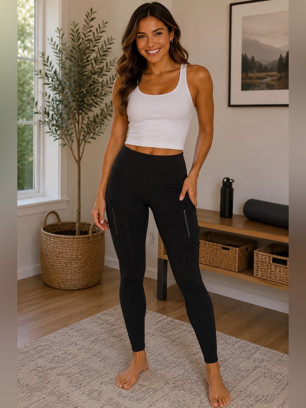 Athleta Rainier High-Rise Compression Leggings with Secure Zip Pockets - X-Small